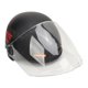 thumbnail image 2 of Casco de motocicleta elegante, ajustable, ligero, resistente a la lluvia, para vehículos eléctricos, con lentes para mujeres y hombres, color negro mate, 2 of 15