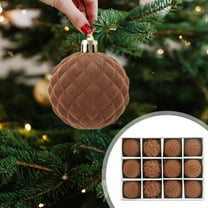 Twfbrm 12PCS Velvet Christmas Ball Ornaments Vintage Hanging Balls Christmas Tree Decorations Shatterproof Ball Ornaments Flocked Christmas Tree Hanging Ornament for Xmas Party Wedding Home Decor