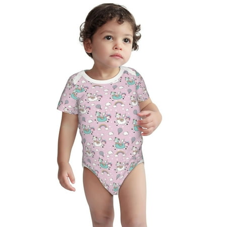 

Pofeuu Llama Unicorn and Rainbow Print Baby Boys Short-Sleeve Bodysuit Just Born Unisex Baby Short Sleeve Bodysuits Undershirt-6 Months