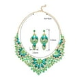thumbnail image 6 of Hyasfey 1 Set Earrings Necklace Set Elegant Green Faux Crystal Jewelry Set for Women Wedding Party Accessories Dazzling Stud Earrings Necklace Gift Giving, 6 of 8
