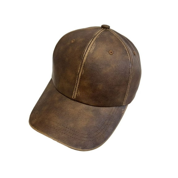 Personalized Washable Old PU Leather Hardtop Baseball Cap Hat For Men Women Autumn Winter