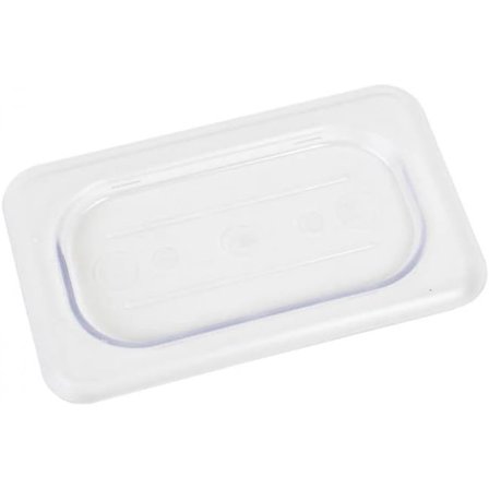 TrueCraftware- 1/9 Size Solid Polycarbonate Food Pan Lid Clear Color- Food Storage Container Cover Restaurant Commercial Hotel Pans Cover for Food Prep Fruits Vegetables Beans Corns