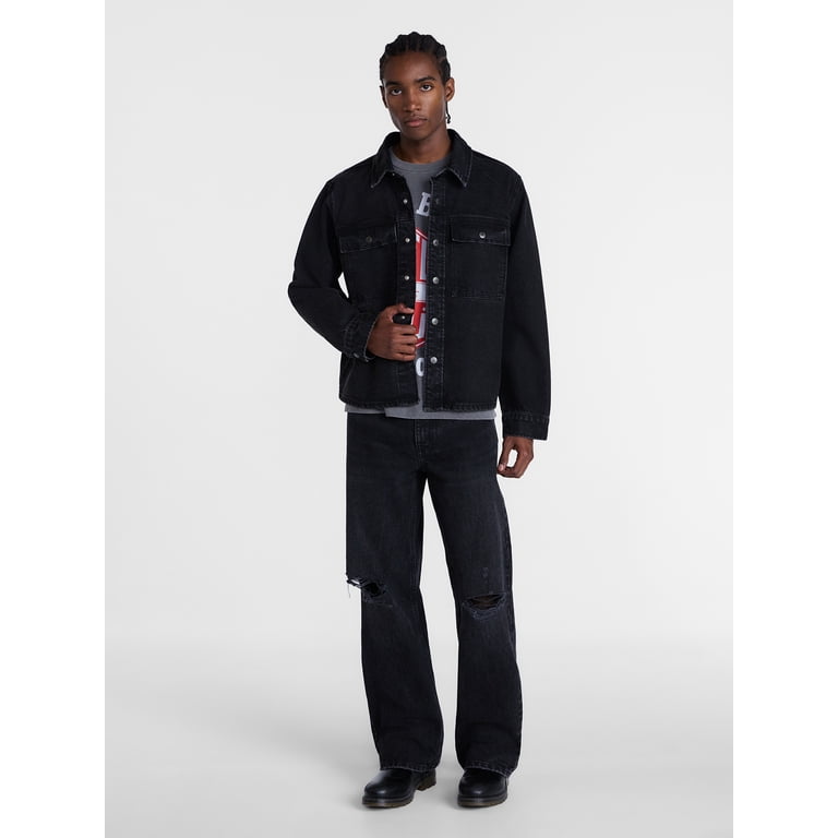 No Boundaries Men's Washed Denim Shacket photo 2