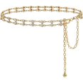 thumbnail image 1 of Cinturón de cadena para mujer, cadena de cintura de metal de cristal de doble hilera para niñas, 1 of 4