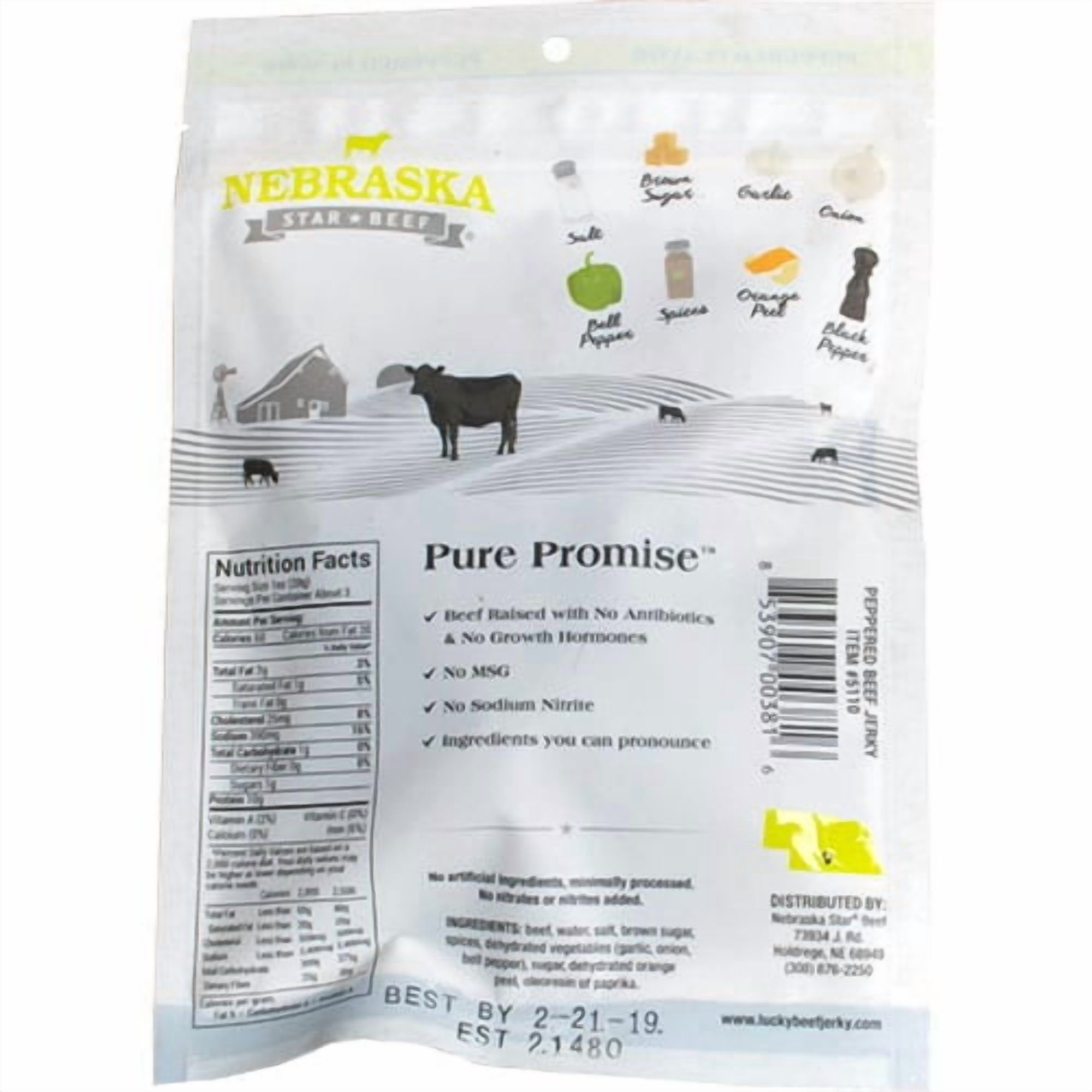 Lucky Beef Jerky 3oz Peppered Slab - 4 Pack - High Protein Snack