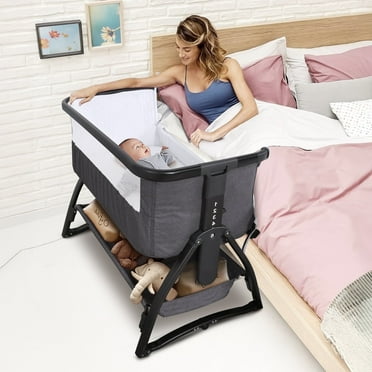 Adnoom 7-Level Adjustable Bassinet & Bedside Sleeper - Portable Infant Bed for Newborns 0-6 Months (Light Gray)
