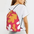 thumbnail image 6 of XMXT Waterproof Gym Bag, Red Abstract Cartoon Leaves Drawstring Backpack for Men, s, 6 of 8