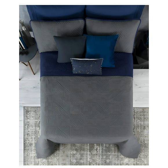 Edredón Xtellar Ligero Doble Vista Real Textil + 2 Fundas de Almohada, Juego de Colcha Matrimonial, Color Azul