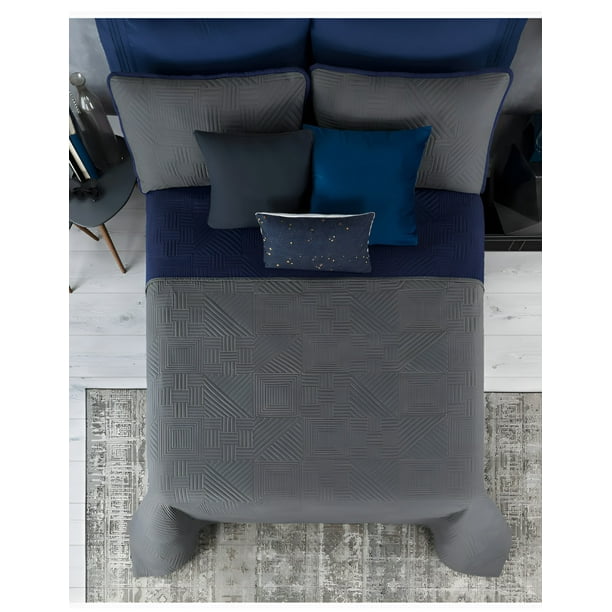 Edredón Xtellar Ligero Doble Vista Real Textil + 2 Fundas de Almohada, Juego de Colcha Matrimonial, Color Azul