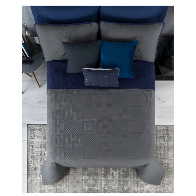 Edredón Xtellar Ligero Doble Vista Real Textil + 2 Fundas de Almohada, Juego de Colcha Matrimonial, Color Azul