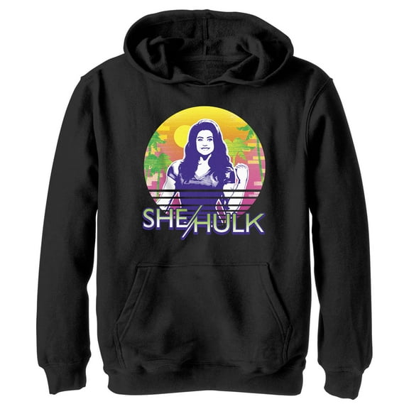 Boy's She-Hulk: Attorney at Law Sun & Muscles  Pull Over Hoodie Black Medium