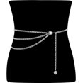 thumbnail image 5 of Cadena de cintura de metal multicapa ZHAOCHENG plateada para mujer, 5 of 5
