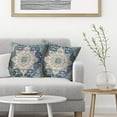 thumbnail image 3 of Boho Pillow Covers 18x18, Blue and Teal Ethnic Design Outdoor Decorative Throw Pillows for Couch, Carpet Pattern Decor Cushion Cover 2 Pcs Farmhouse Linen Pillowcase for Bed Car Safa, 3 of 6