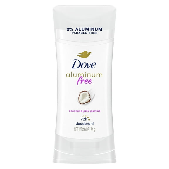 Dove 0% Aluminum Women's Deodorant Stick, Coconut and Pink Jasmine, 2.6 oz
