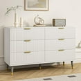 thumbnail image 2 of ​​White Dresser for Bedroom, Fluted 6 Drawer Dresser with Gold Metal Handles, Modern Chest of Drawers for Bedroom, Wood Drawer Bedroom Dresser for Living Room, Bedroom, White, 2 of 7