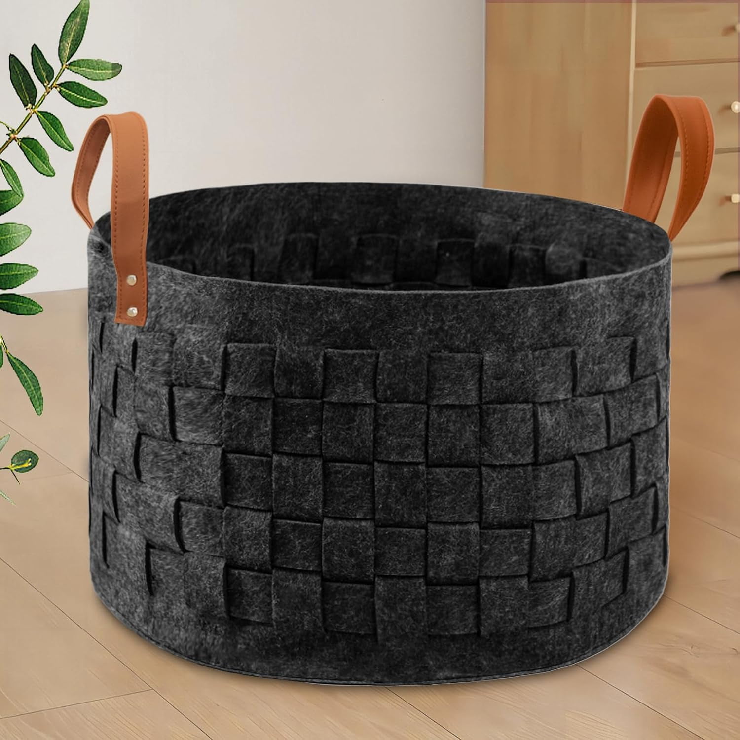 BOLDMONEKY Blankets Basket 20" x20 x11.8, Large Storage Baskets for Organizing Round, Living Room Dog Toy Bin for Dirty Clothes, Pillows, Towel-Light Gray