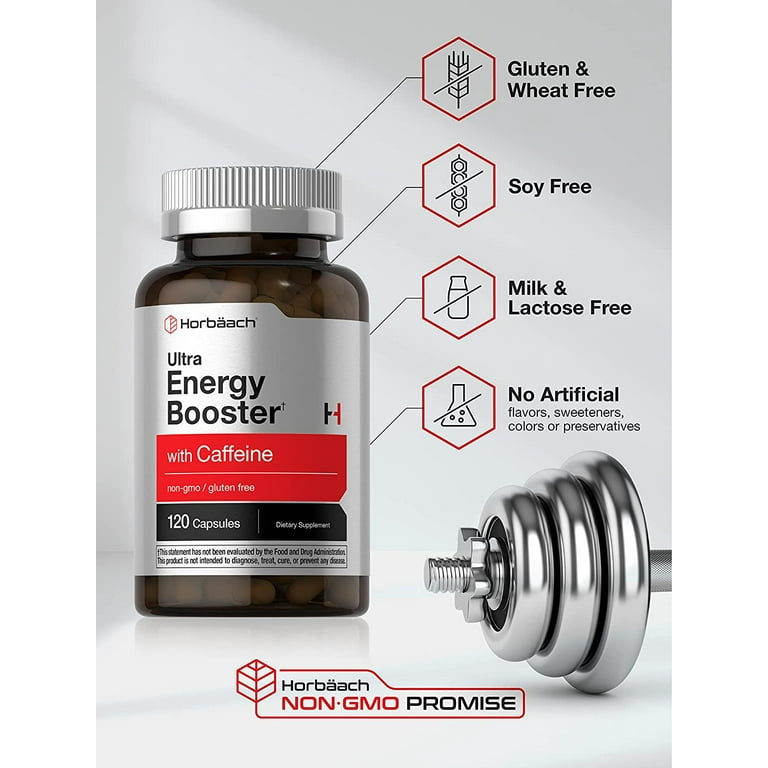 Ultra Energy Supplement | 120 Capsules | With Caffeine & Vitamin