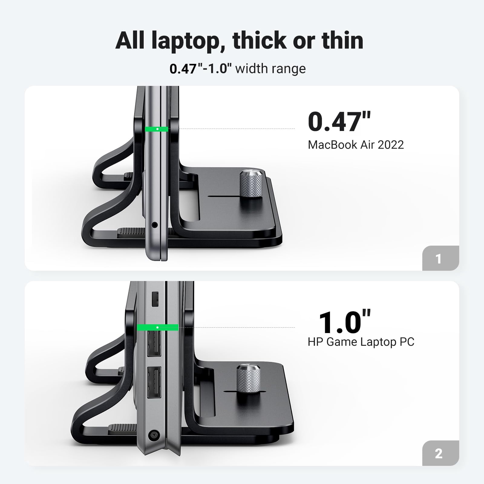 Ugreen Vertical Laptop Stand Holder For Desk Compatible With Macbook Pro  Air Aluminum Adjustable Up To 17.3 Inch Gaming Black