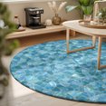 thumbnail image 3 of Round Rugs 6Ft, Blue Geometric Round Area Rug Washable Indoor Throw Carpet, Country Chic Abstract Gradient Motifs Soft Non Slip Circle Rug for Office Cabinet Home Decor Aesthetic, 3 of 8