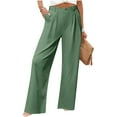 thumbnail image 2 of DDAPJ pyju Womens Cotton Work Pants Wide Leg Dress Pants High Waisted Casual Business Office Pants with Pockets on Sale Green XL, 2 of 7