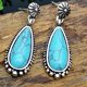 thumbnail image 4 of Boda de la gota de piedras preciosas Boho Vintage Turquesa cuelgan gancho de compromiso Pendientes Pendientes, 4 of 5