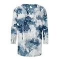 thumbnail image 4 of ICHUANYI Clearance Women's Fashion Printed Loose T-shirt 3/4 Sleeves Blouse Round Neck Casual Tops(Blue, XXL) ICHUANYI WER2023081403390, 4 of 5