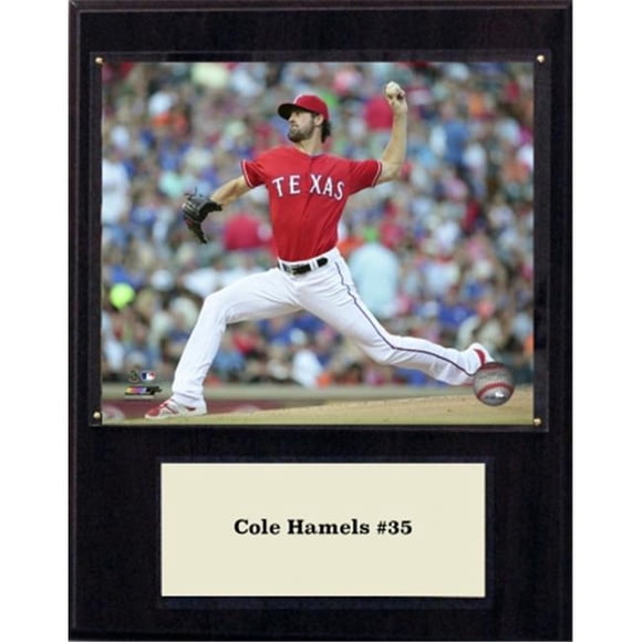 1215HAMELSTEX MLB Plaque de Joueur Cole Hamels Texas Rangers 12 x 15 Po.