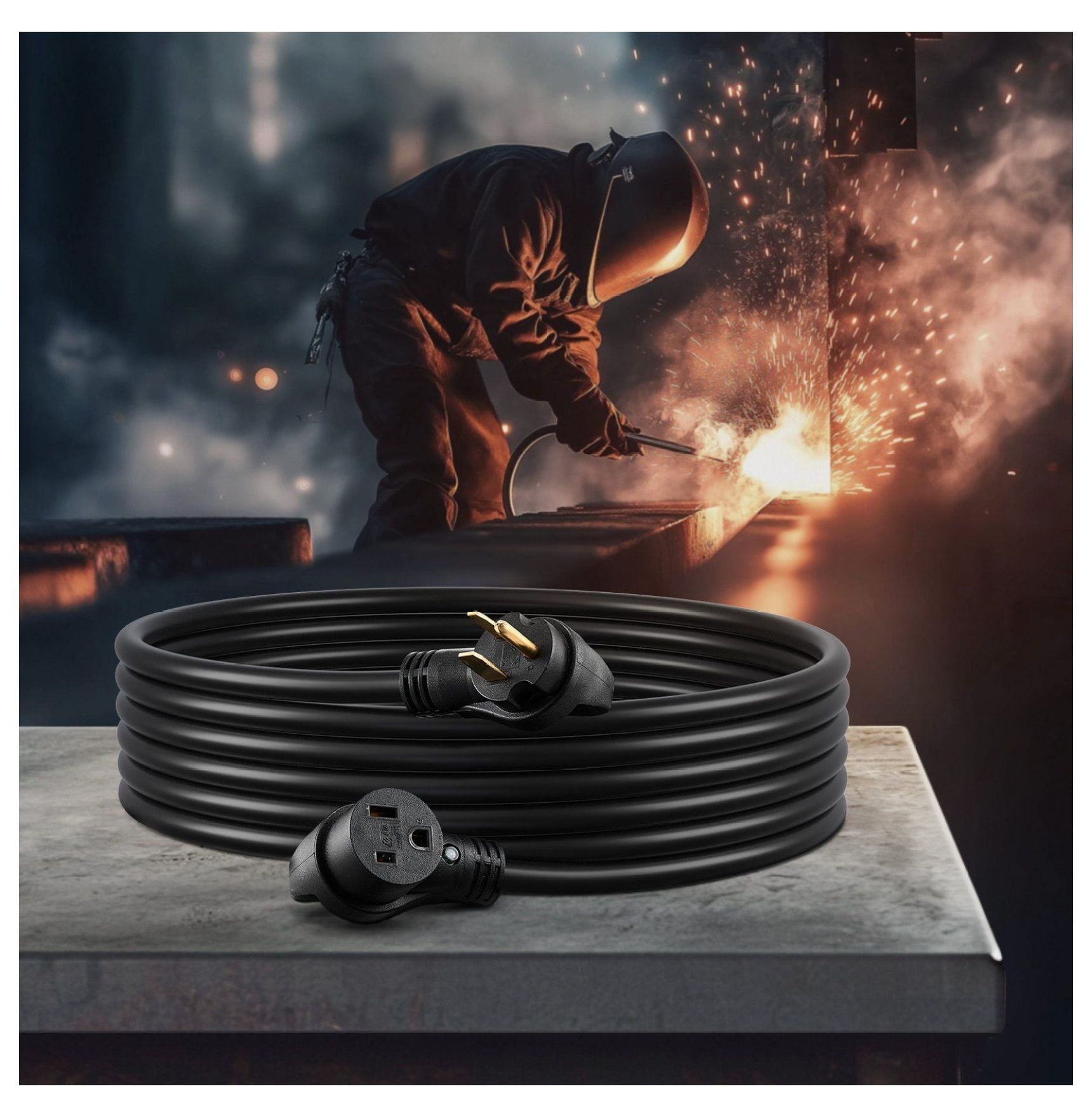50 Amp Generator Extension Cord 25ft 12500W 6AWG Heavy Duty NEMA 6-50R/P SWT Generator Power Cord for Outdoor Use, ETL Listed with Storage Bag