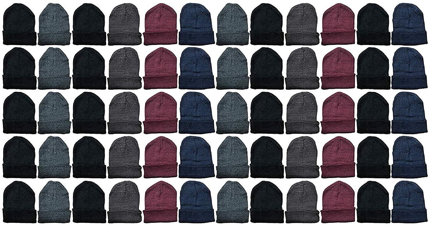60 Pack of Yacht & Smith Wholesale Beanies, Bulk Thermal Winter Hat (Assorted Beanies)