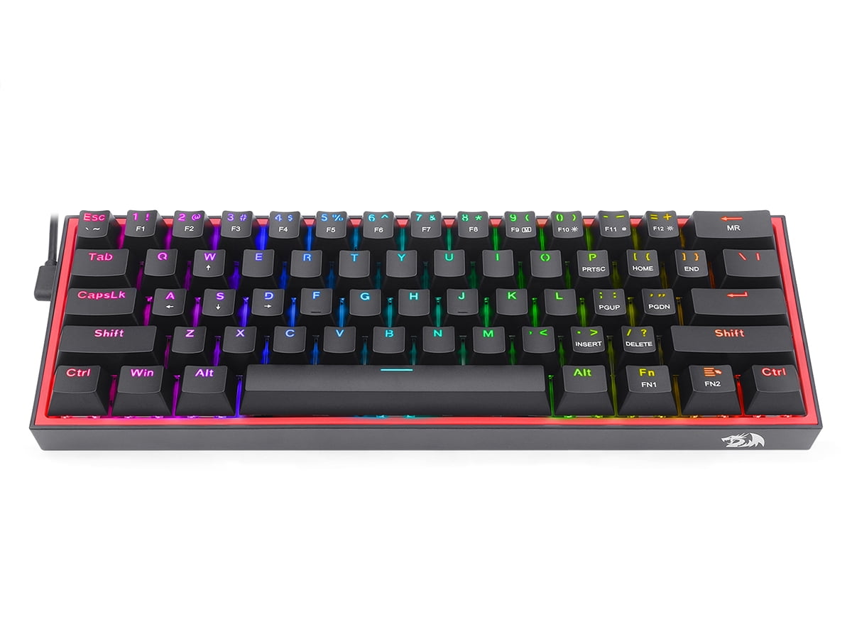 Redragon K617 Fizz 60% Wired RGB Gaming Keyboard, 61 Keys Compact  Mechanical Keyboard Black Color Keycaps, Linear Red Switch, Pro  Driver/Software Supported