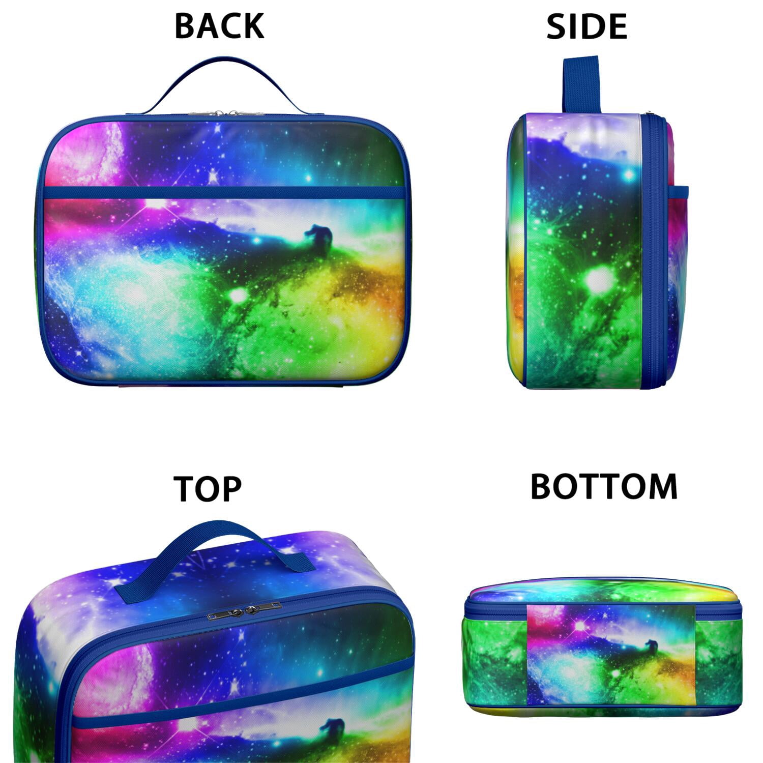 Space-themed Lunch Bag, Insulated Lunch Box with Cute Astronaut, Galaxy, Nebula, Rocket, and Starry Night Designs – Durable, Lightweight Lunch Tote for School, Travel, and Picnic