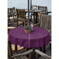thumbnail image 2 of Outdoor Tablecloth with Umbrella Hole Zipper Purple Burlap Texture Round Tablecloth 60" Waterproof Outside Table Cloth Farmhouse Vintage Purple Patio Table Cover Tablecloths for Picnic Party, 2 of 8