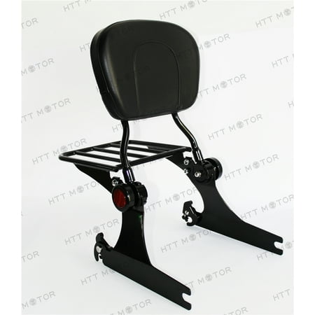 HTTMT Skull Adjustable Backrest Sissy Bar w/ Luggage Rack For Harley Dyna 06up (Best T Bars For Dyna)