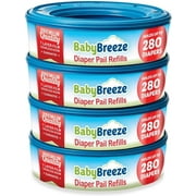 BabyBreeze Diaper Pail Refill Bags Compatible with Playtex Diaper Genie Pails Odor Absorbing Diaper Disposal Trash Bags - 1120 Count (4-Pack) 280 Count (Pack of 4)