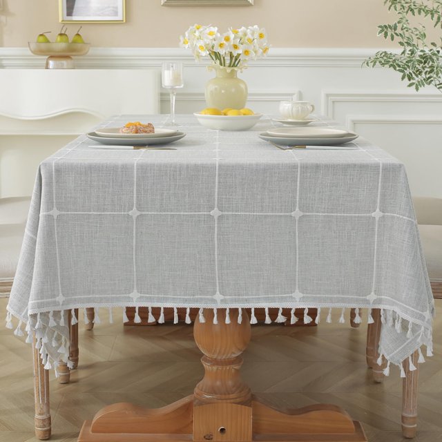 Rustic Tablecloth Cotton Linen Tablecloth Burlap Table Cloths for Kitchen Dining Cloth Table Cloth for Rectangle Tables Coffee Lines Rectangle &#;&#;x&#;Seats