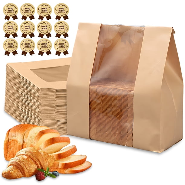 Bolsas de papel kraft de alta calidad para pan, aptas para uso alimentario, con base cuadrada que se mantiene de pie para un fácil almacenamiento, amplia aplicación en diversas ocasiones, incluidas