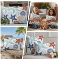 thumbnail image 3 of 2 Pack Outdoor Waterproof Throw Pillow Covers,Marine Starfish Shell Coral on White Decorative Square Patio Pillowcases for Chair Couch Sofa 16x16in, 3 of 9