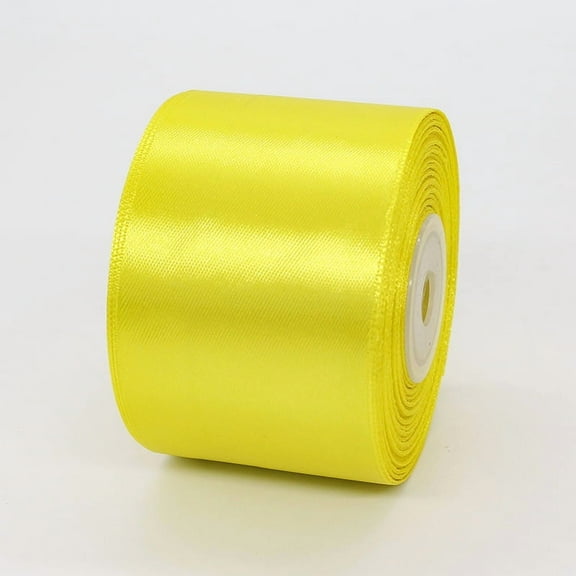 2 inch lemon-yellow Satin Ribbon 22m Solid Fabric Ribbons Roll for Gift Wrapping, Satin Weddings,Flower Bouquet, Invitations,Sewing,Party Decorations, Holiday Decorating and More