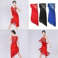 thumbnail image 3 of Vestido de baile latino Hugo con flecos para mujer rojo, 3 of 10