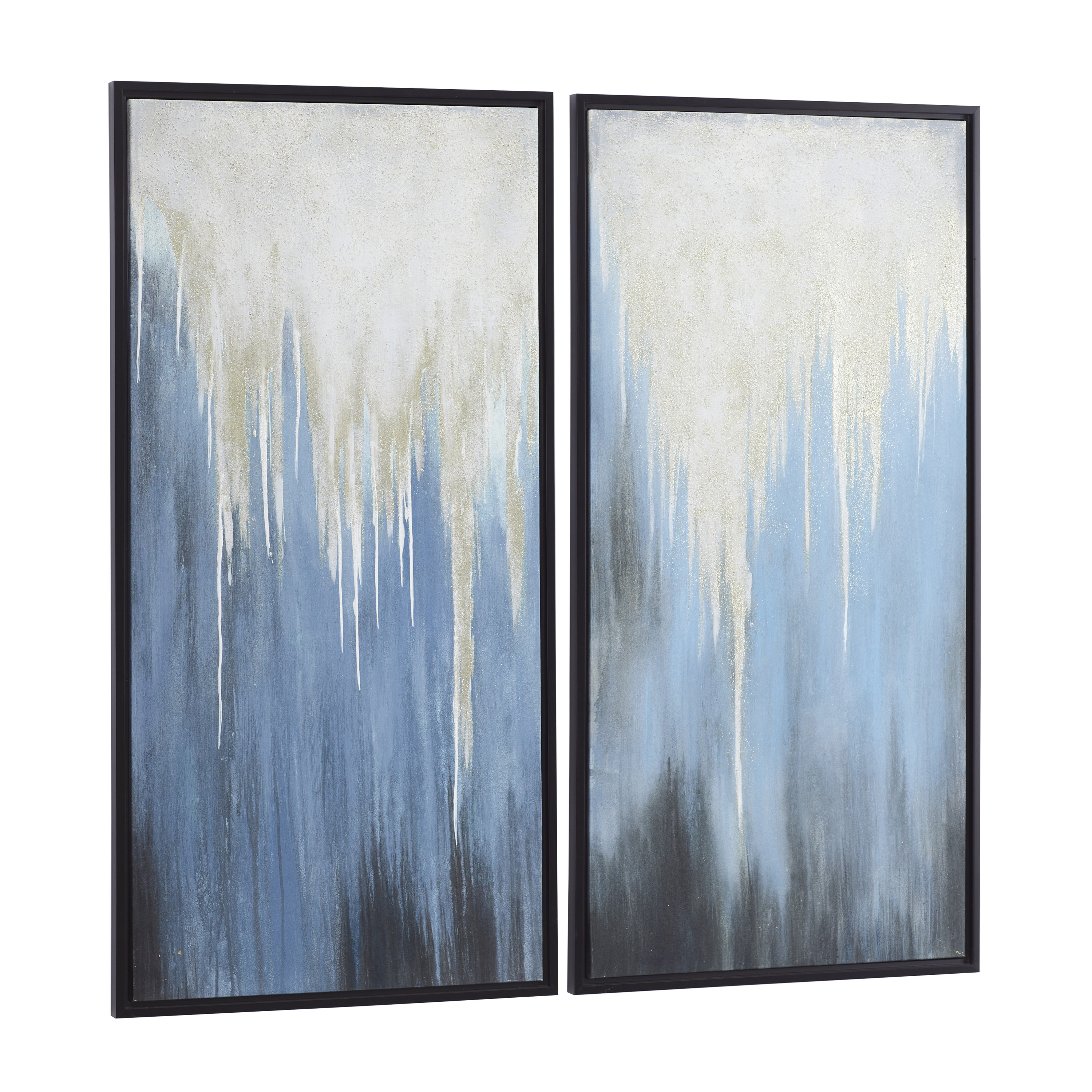 24" x 48" Abstract Framed Wall Art with Black Frame, by DecMode (2 Count)
