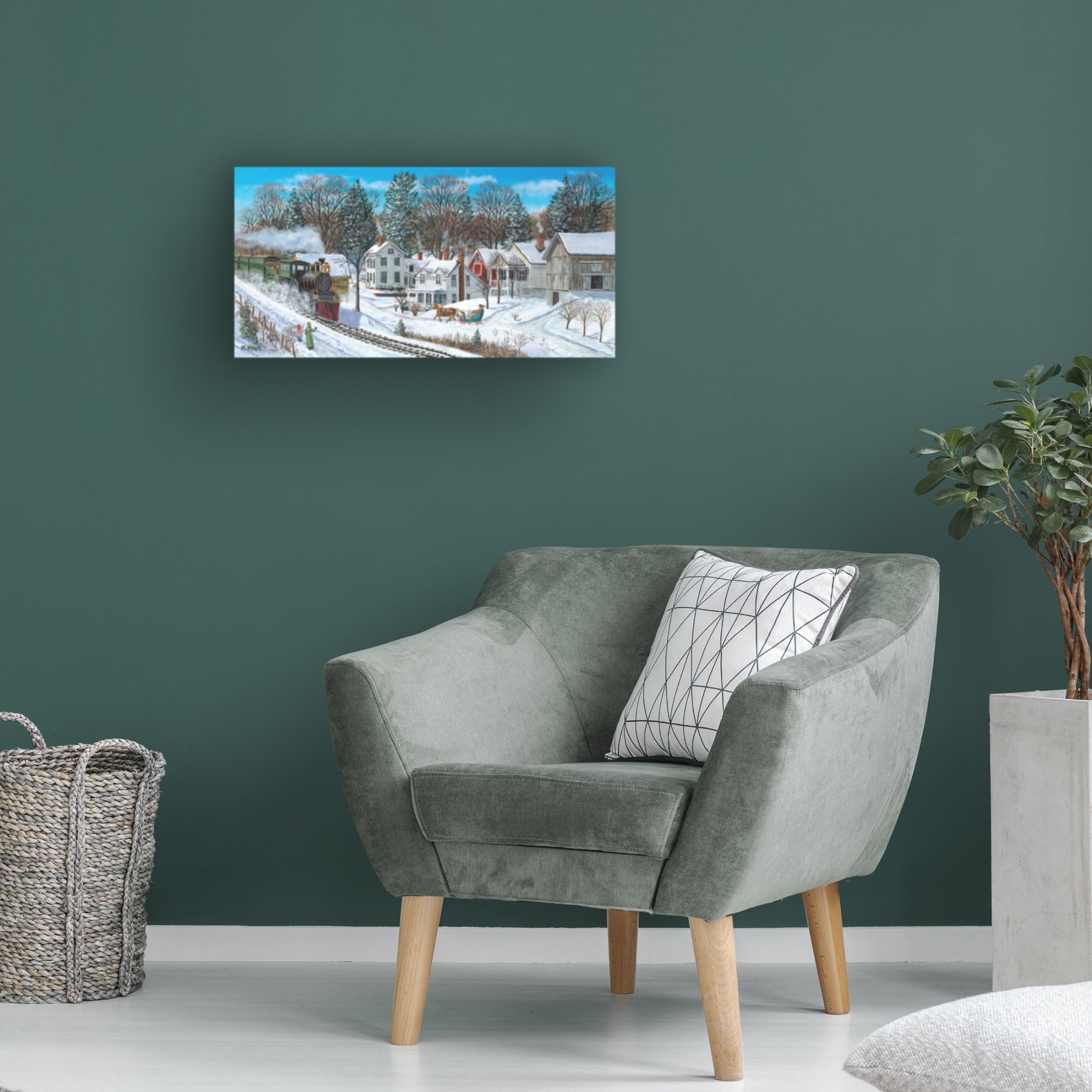 Canvas Wall Art - Bob Fair 'Railroad Town' Wall Art for Living Room, Bedroom, or Office Décor by Trademark Fine Art - 47 x 24 Inches