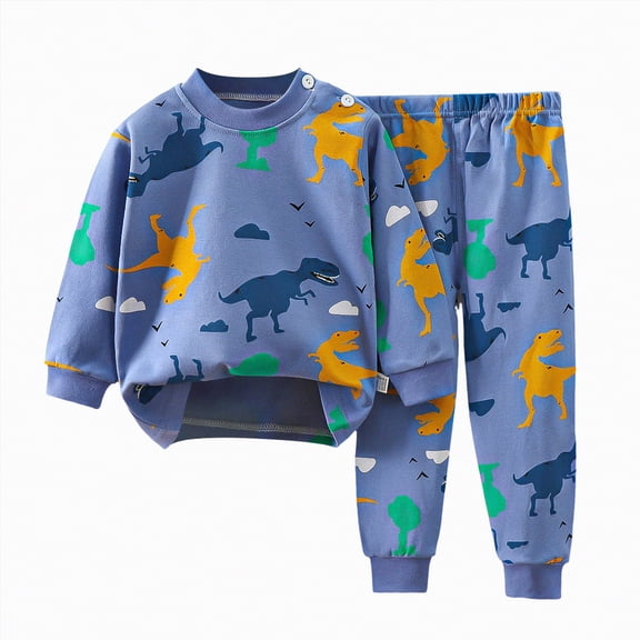 Hessimy Toddler Boys Girls Spring 2Pcs Long Sleeve Sweatshirt Tops Soft Casual Pants Sweatsuit 3-24M/1-12T(Blue,18-24 Months)