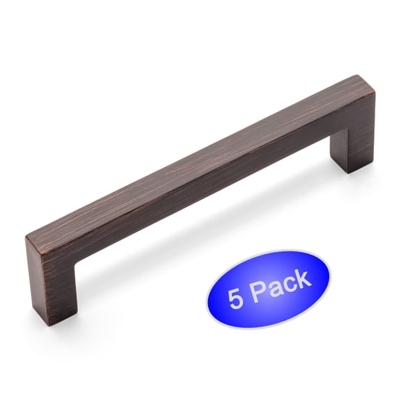 5 Pack - Cosmas 14777-89ORB Oil Rubbed Bronze Modern Cabinet Hardware Handle Pull - 3-1/2" Inch (89mm) Hole Centers
