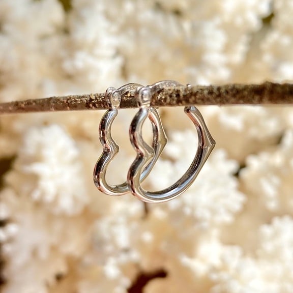 Sterling Silver Small Polished Heart Hoop Earrings 16mm