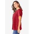 thumbnail image 4 of Roaman's Women's Plus Size Ultimate Cotton Crewneck Short Sleeve Swing Tee, 4 of 6