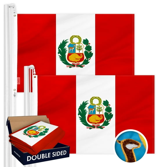 Peru Peruvian Flag 3x5FT 2-Pack Double-sided Embroidered Polyester By G128