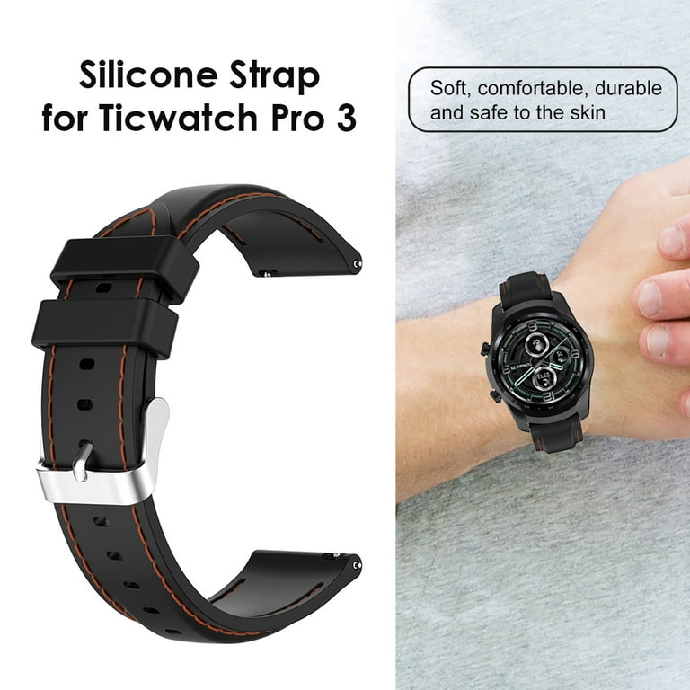 22mm Strap for Ticwatch Pro 3/Ticwatch Pro 3 LTE Sport Watch Band (Black) 
