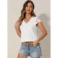 thumbnail image 4 of DARING DIVA Women's Dressy Short Sleeve Business Casual Shirts XS White, 4 of 6