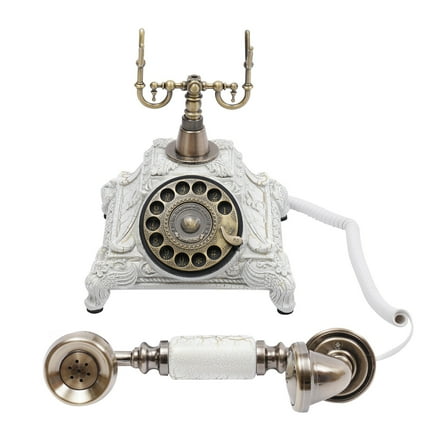 Dwellnix Antique European Style Telephone, Retro Rotary Phone with Golden Cracks, Luxury Decorative Home & Office Phone