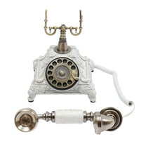 Dwellnix Antique European Style Telephone, Retro Rotary Phone with Golden Cracks, Luxury Decorative Home & Office Phone